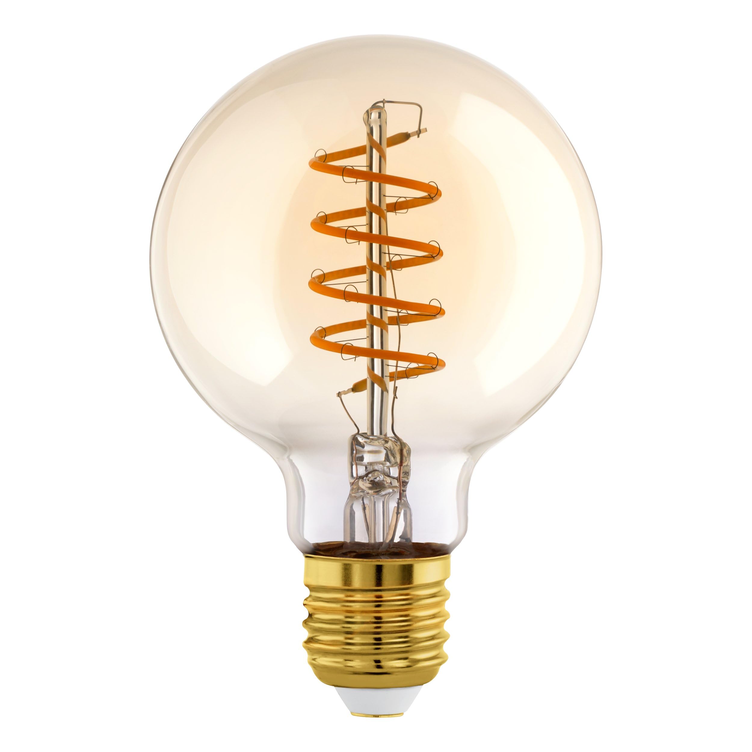 Eglo E27 Dimmable Lamp, Spiral LED Globe Bulb, Vintage Light Source for Retro Lighting, 8 Watt (Equivalent to 60 Watt), 806 Lumens, Warm White, 2700 K, Edison Bulb G95, Ø 9.5 cm