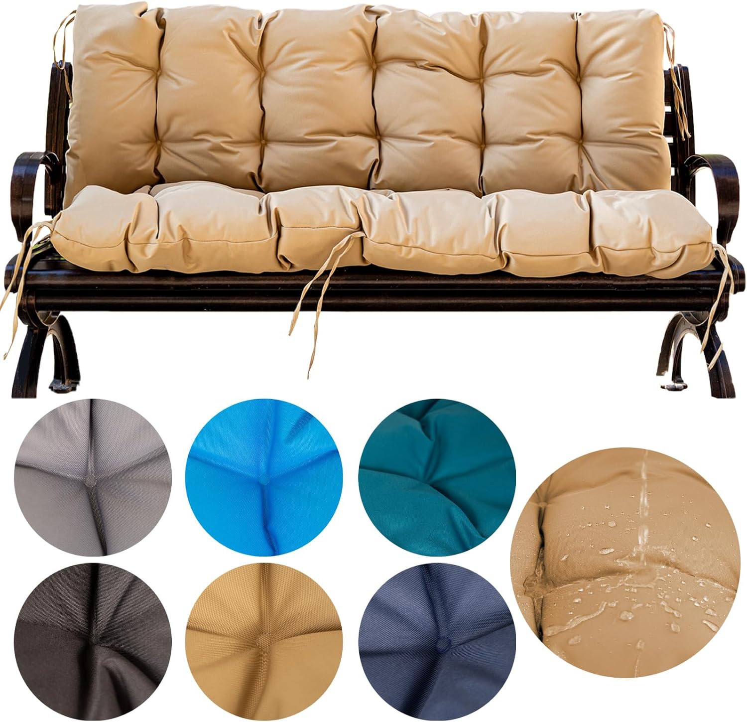 JKCJM Outdoor Bench Cushions, Garden Swing Seat Cushions