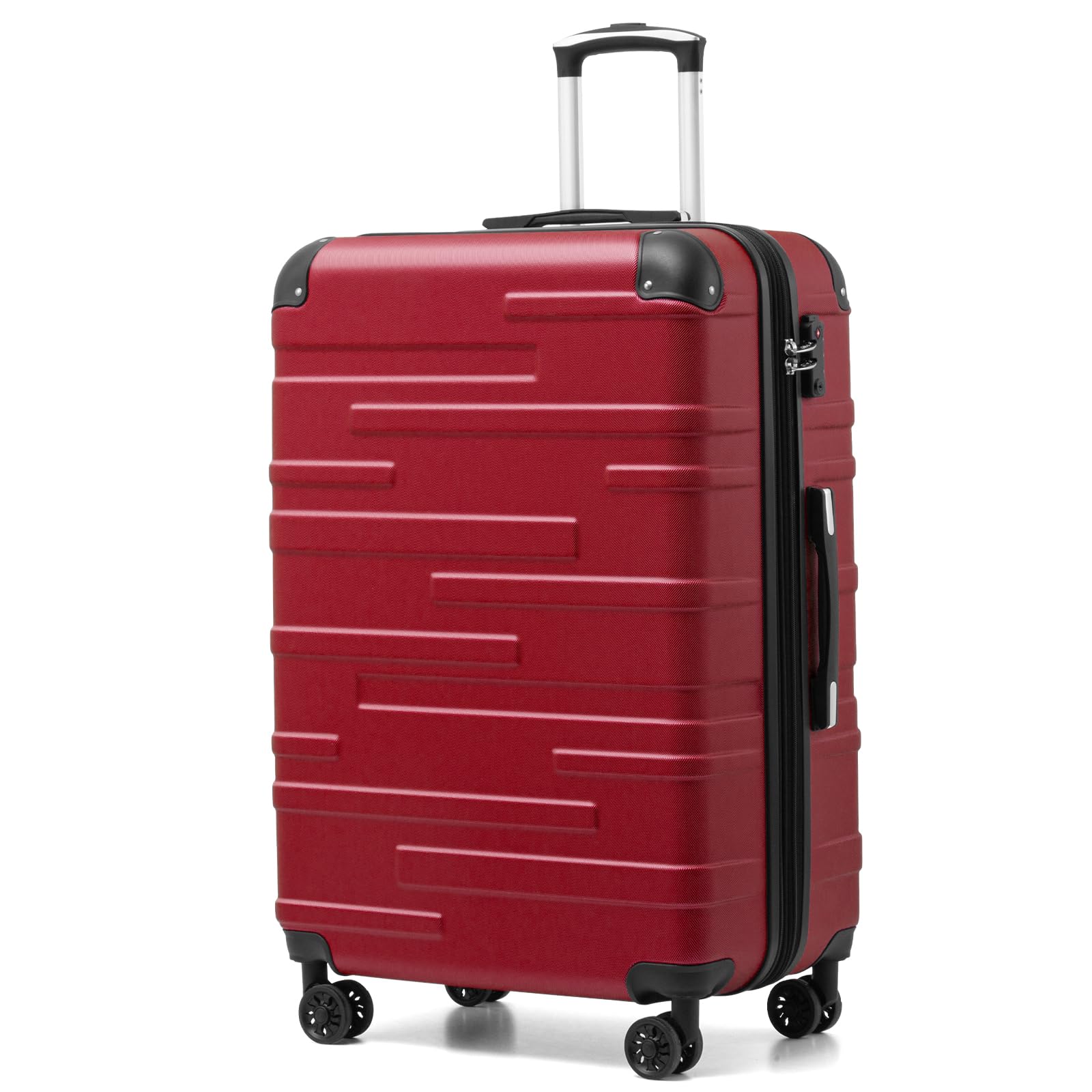 COOLIFE Hartschalen-Koffer Rollkoffer Reisekoffer Vergrößerbares Gepäck (Nur Großer Koffer Erweiterbar) ABS Material mit TSA-Schloss und 4 Rollen