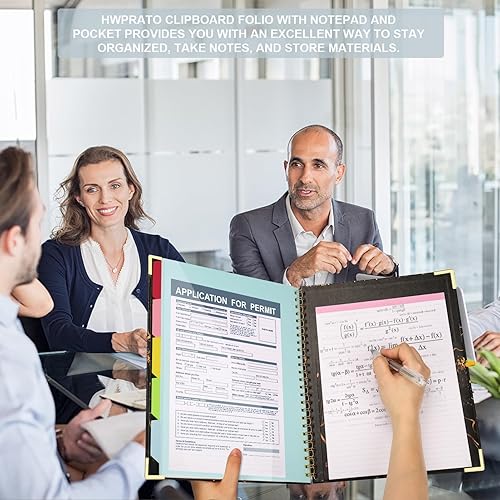 Miniatura 9 de HWPRATO Portapapeles en espiral, tamaño carta, folio, 5 divisores con 10 bolsillos, organizador en espiral con portapapapeles y bloc de notas