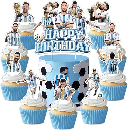 Suministros de fiesta de cumpleaños con temática de fútbol, decoraciones de fiesta de cumpleaños de fútbol, decoraciones de pastel de fútbol con