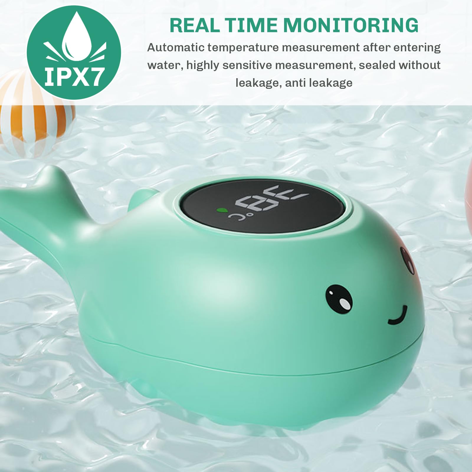 UYGTHI Bath Thermometer for Newborns, Digital Water Thermometer Baby, Floating Bath Thermometer Digital with Fast & Accurate Temperature Reading, Mute Alarm.(Whale) - Image 3
