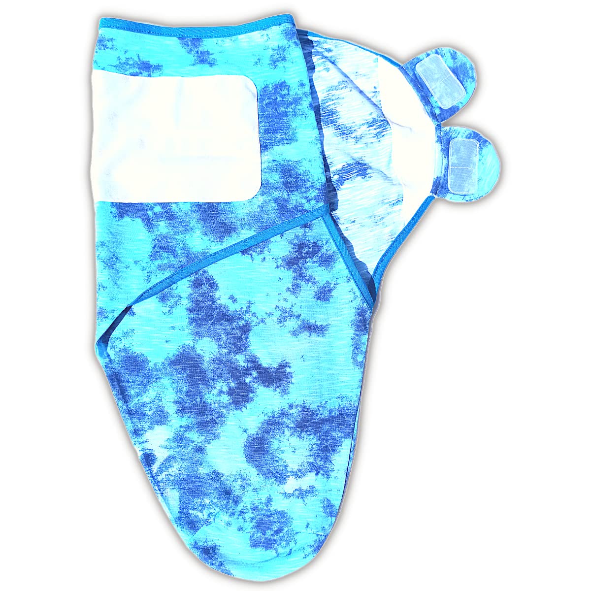 TuddyBuddy 100% Cotton Adjustable Baby Swaddle Wrap for Newborn to 3 Months Baby (0-3 Months, Blue Tie & Dye - Pack of 1, 200 GSM)