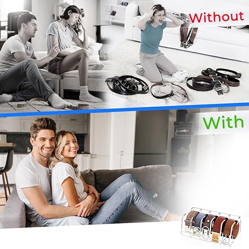 Miniatura 6 de Organizador de cinturón de acrílico para armario y cajón, organizador de almacenamiento de 5 rejillas, elegante estuche transparente para