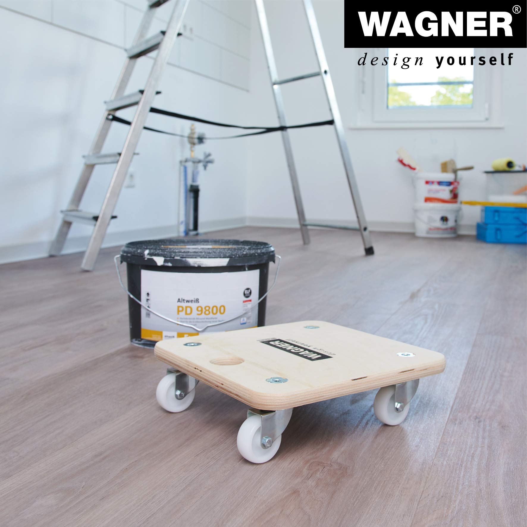 Wagner Chariot de Transport MM 1352 I 29 x 29 x 8,5 cm - Charge 250 kg - pour Objets, équipements et Meubles I Trou de préhension I très Mobile I certifié FSC® - 20135201