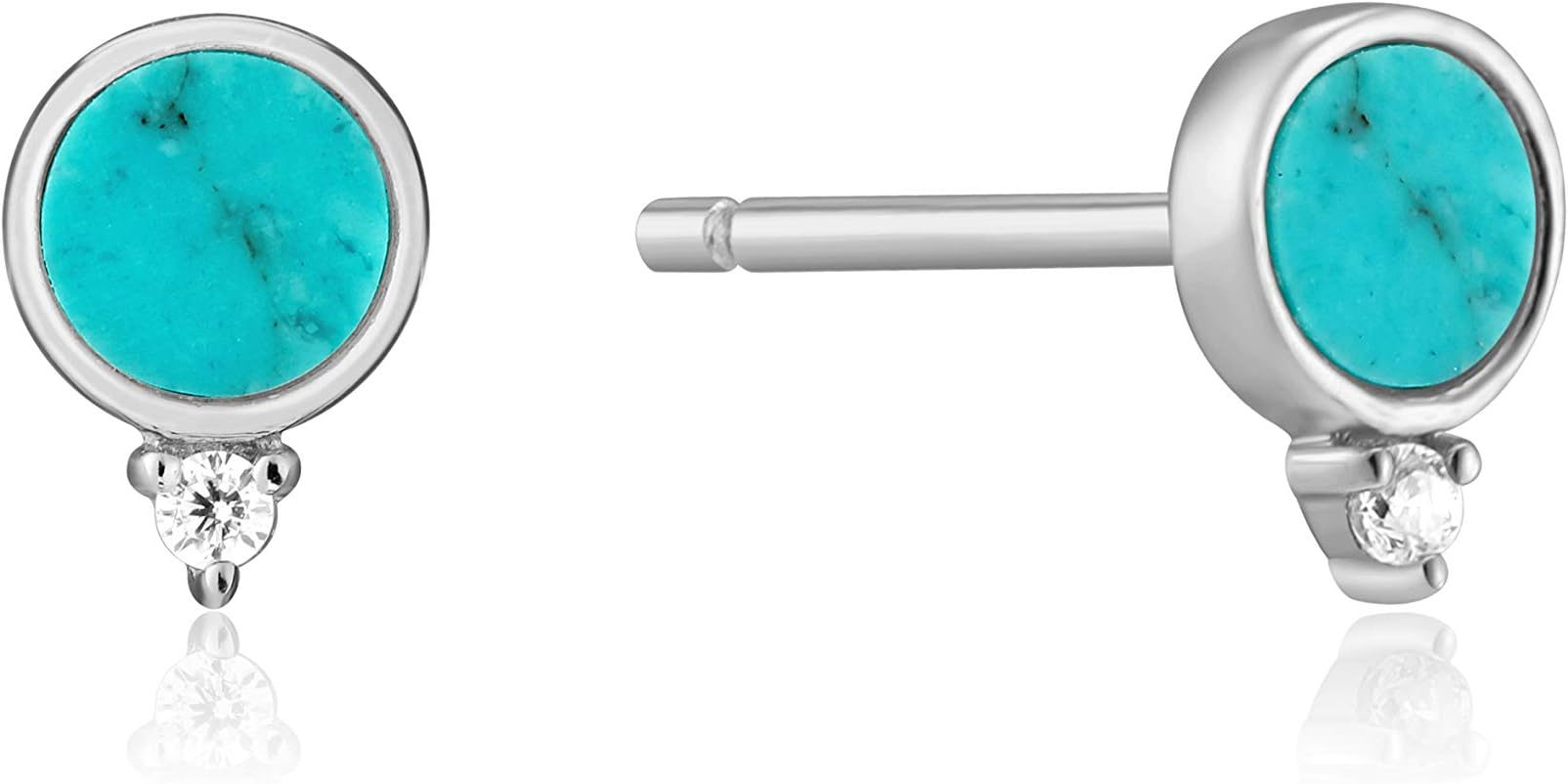 925 Sterling Silver Mother of Pearl Cubic Zirconia Stud Earrings