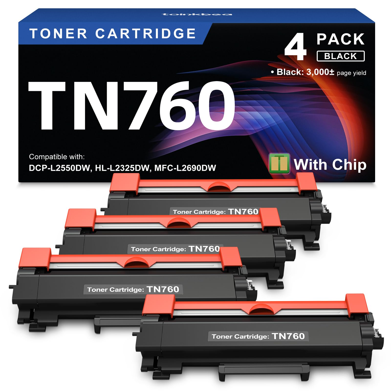 TN760 Toner High Yield Replacement for Brother TN-730 TN-760 TN730 TN760 Toner Cartridge for Brother Printer L2325DW L2350DW L2370DW L2390DW L2395DW