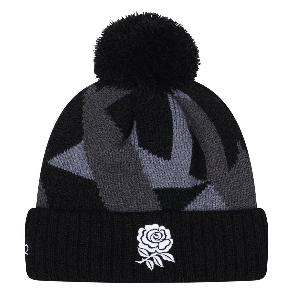 Umbro Men's Black/Carbon/Folkstone 24/25 Graphic Bobble England Rugby Beanie (One Size) ()