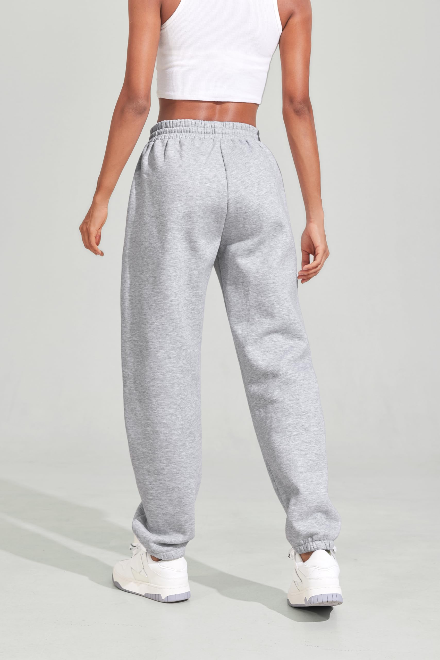 PINSPARK Damen Jogginghose Lang Sporthose Baumwolle Traininghose Fitness High Waist Freizeithose Lockere Sweatpants mit elastischem Bund und Taschen
