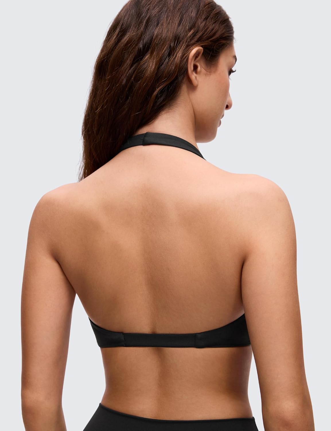 CRZ YOGA Butterluxe Double Lined Twist Halter Sports Bras for Women - Deep V Neck Crop Top Casual Open Back Non Padded - Image 6