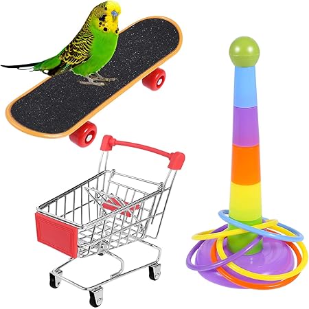 NAMIS 13-teiliges Papagei Spielzeug Set - Vogelbeschäftigung Mit Basketballkorb & Puzzle