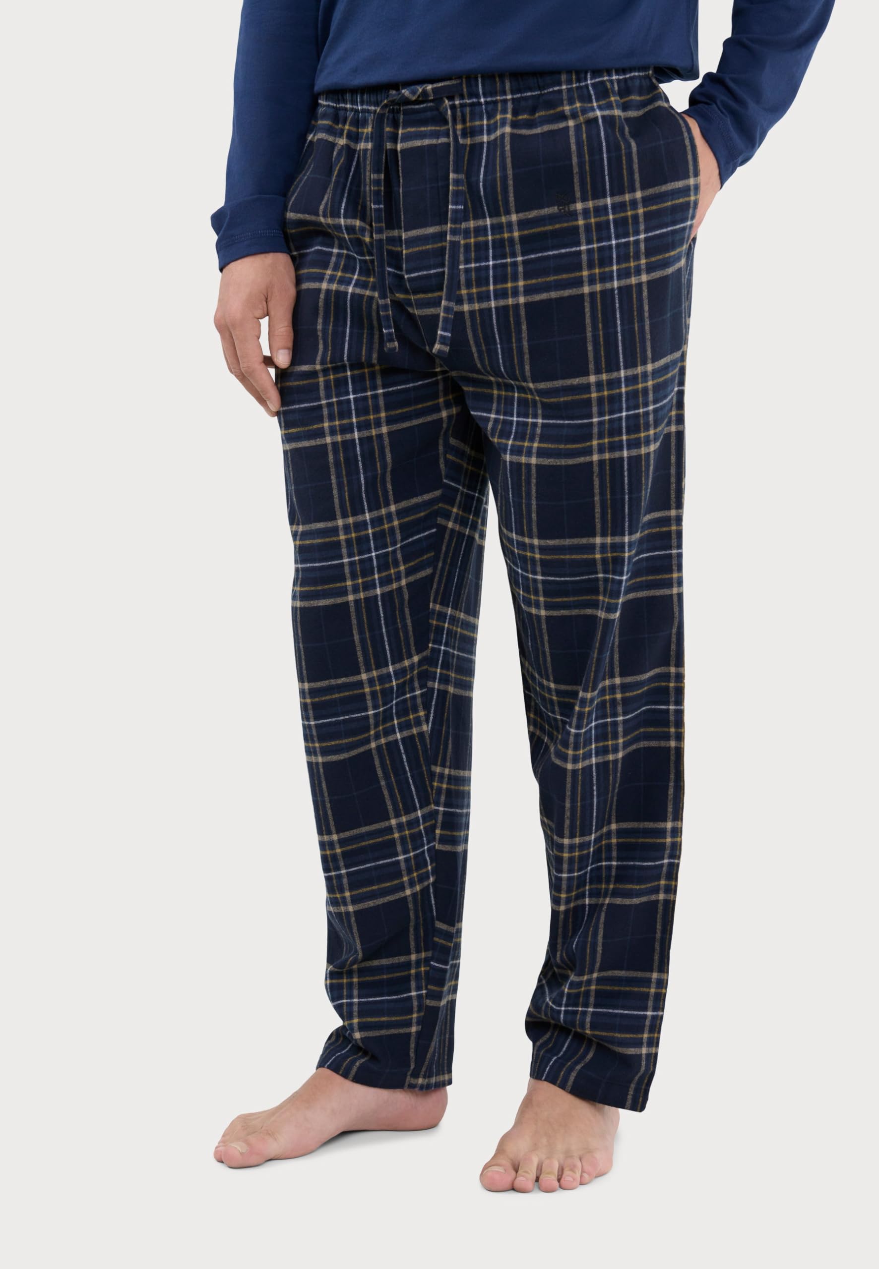 El Búho Nocturno Pantalón Pijama Hombre Largo - Algodón 100% Franela Invierno o Mezcla Tela Otoño - Bolsillos Bragueta Abierta Parte Abajo Sueltos Ropa Dormir
