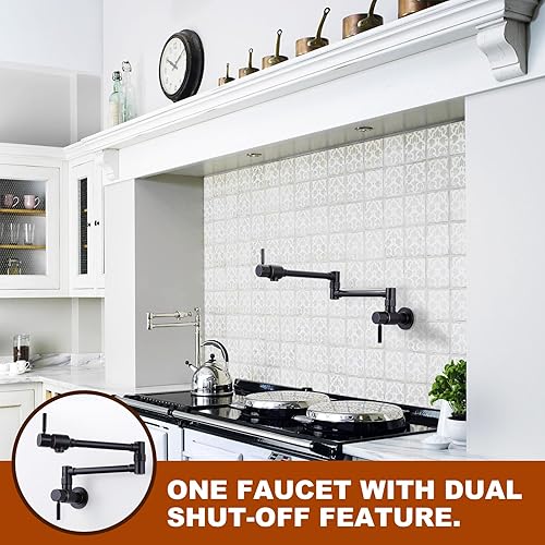 Miniatura 5 de Grifo de llenado de olla de bronce aceitado hecho de latón macizo, grifo de montaje en pared, grifo plegable de pared resistente para cocina