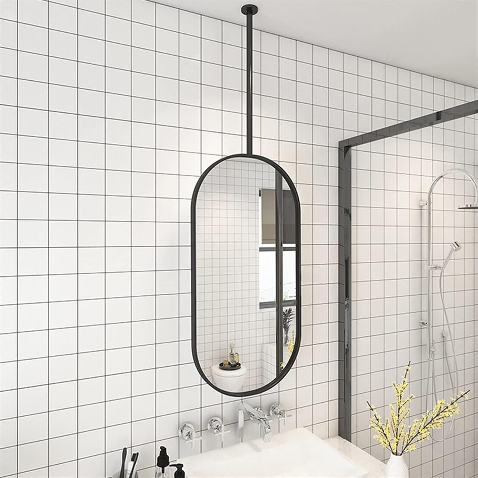 CGCSYZ Floating Bathroom Decorative Mirror Ceiling Hanging Mirror, Suitable For Bathroom Sink Cosmetic Mirror Living Room Bedroom Entrance Decorative Mirror (50cmx70cm)