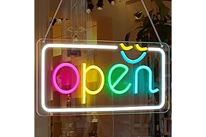 Open Sign for Business by OURHOME Pro, 15.7"x7.9" Bright, Electric Illuminated Outdoor...