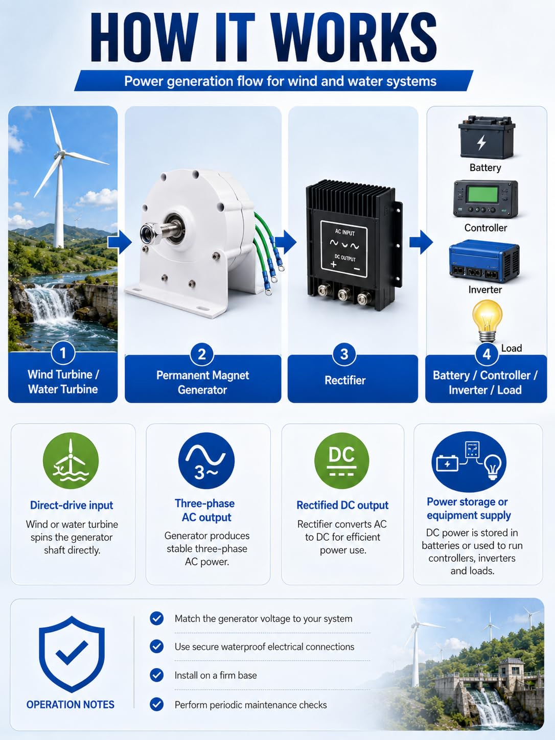 10000W Generator Energii Odnawialnej 12V 24V 48V 110V 220V PMG 12V