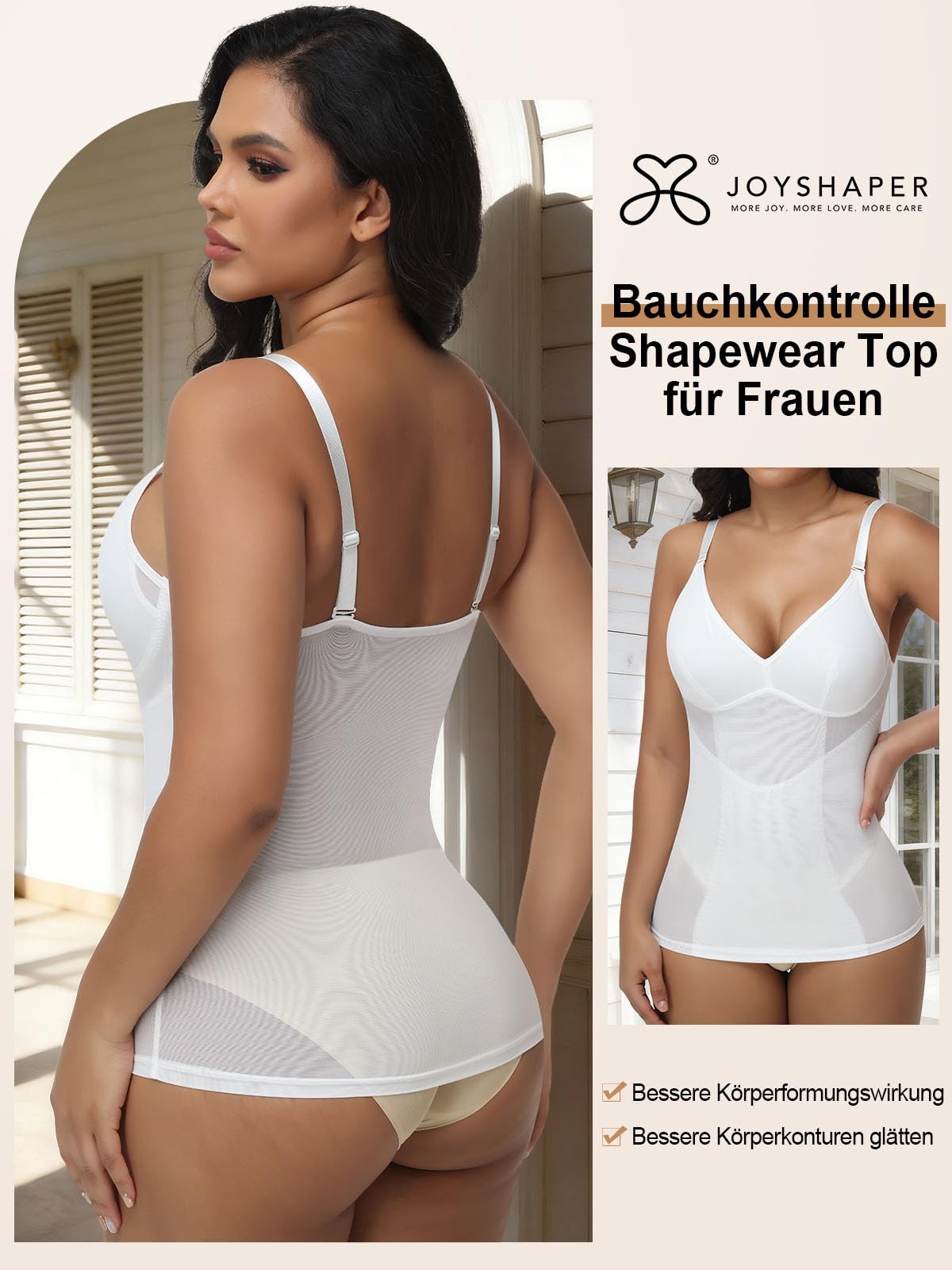 Joyshaper Figurformendes Unterhemd Damen Mesh-Stoff Shapewear Bauchweg Body Shaper Bauchkontrolle Shaping Camisole Formende Tops