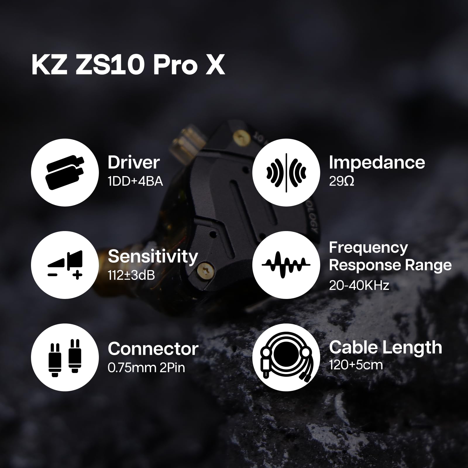 LINSOUL KZ ZS10 PRO X Upgraded 1DD+4BA Hybrid Treiber HiFi in Ear Kopfhörer IEM mit Alloy Faceplace Abnehmbares versenktes 2Pin Kabel für Audiophile Musiker DJ Bühne（Mit Mikrofon）