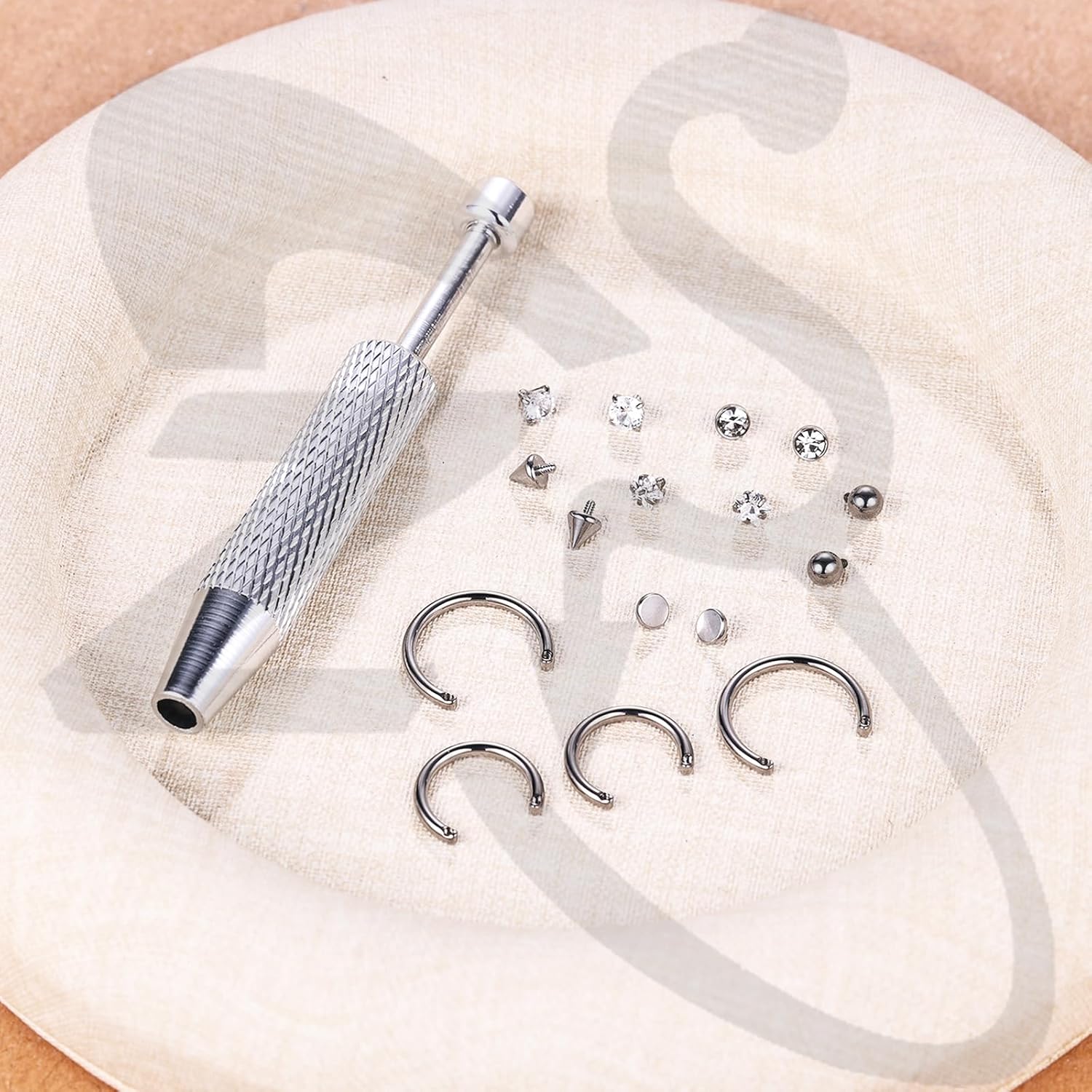 ZS 16G G23 Titanium Ear Piercing Set for Women Men- Internally Threaded 6mm Studs Earrings/8mm Horseshoe Hoops with CZ for Hypoallergenic Cartilage, Tragus, Helix, Conch, Daith - Image 5