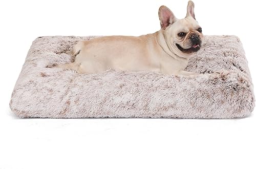 Miniatura 8 de Bedfolks Cama Impermeable para Jaula de Perro con Funda Extraíble Lavable, Almohadilla de Piel Sintética de Felpa para Perros Grandes, Cama Mullida