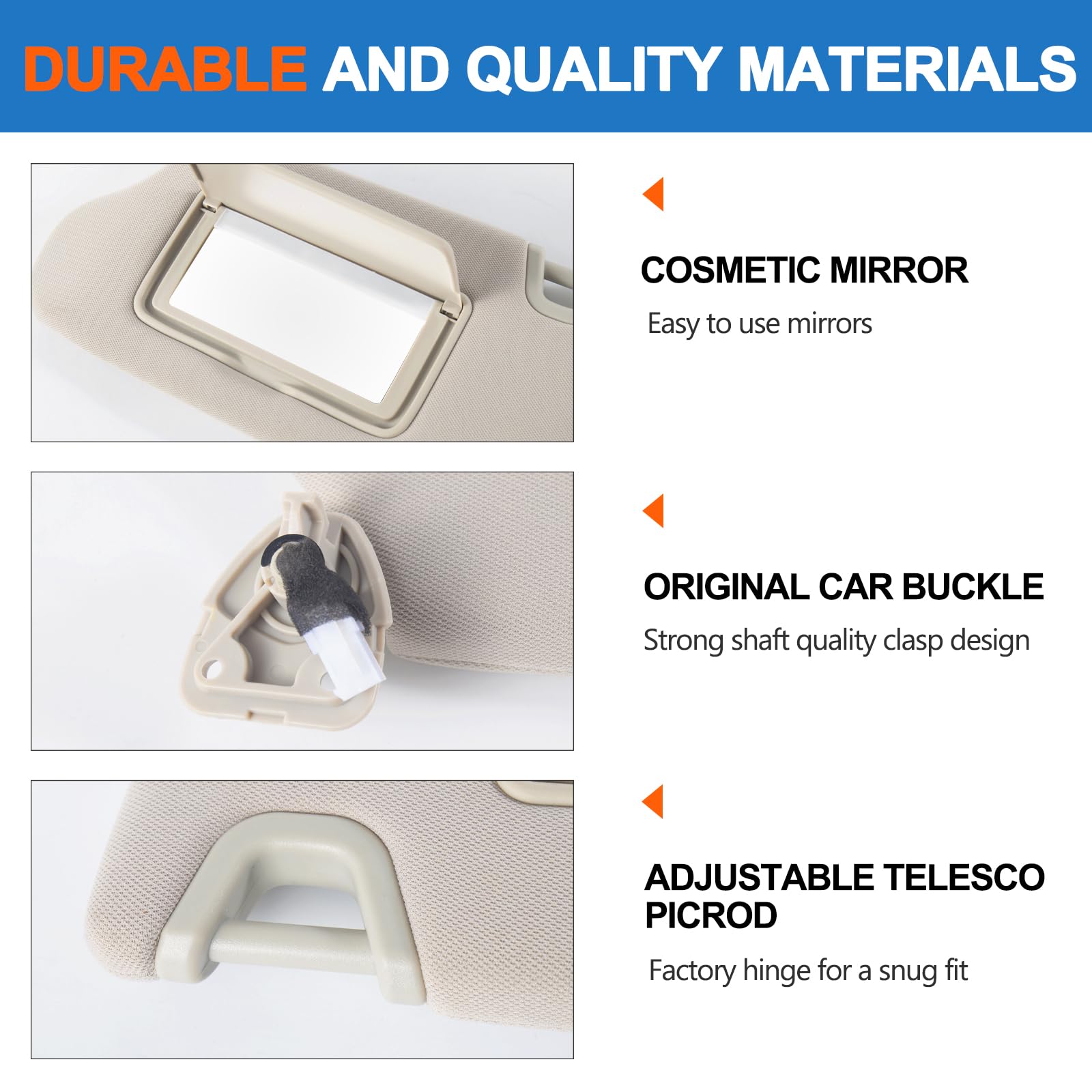 CZShiYue Car Sun Visor Fit for Nissan Altima 2013 2014 2015 2016 2017 2018? Sun Visor with Vanity Mirror Cover Plate for Blocking Sunlight 96401-3TA2A 96400-3TA2A(Beige, Left and Right Pairs