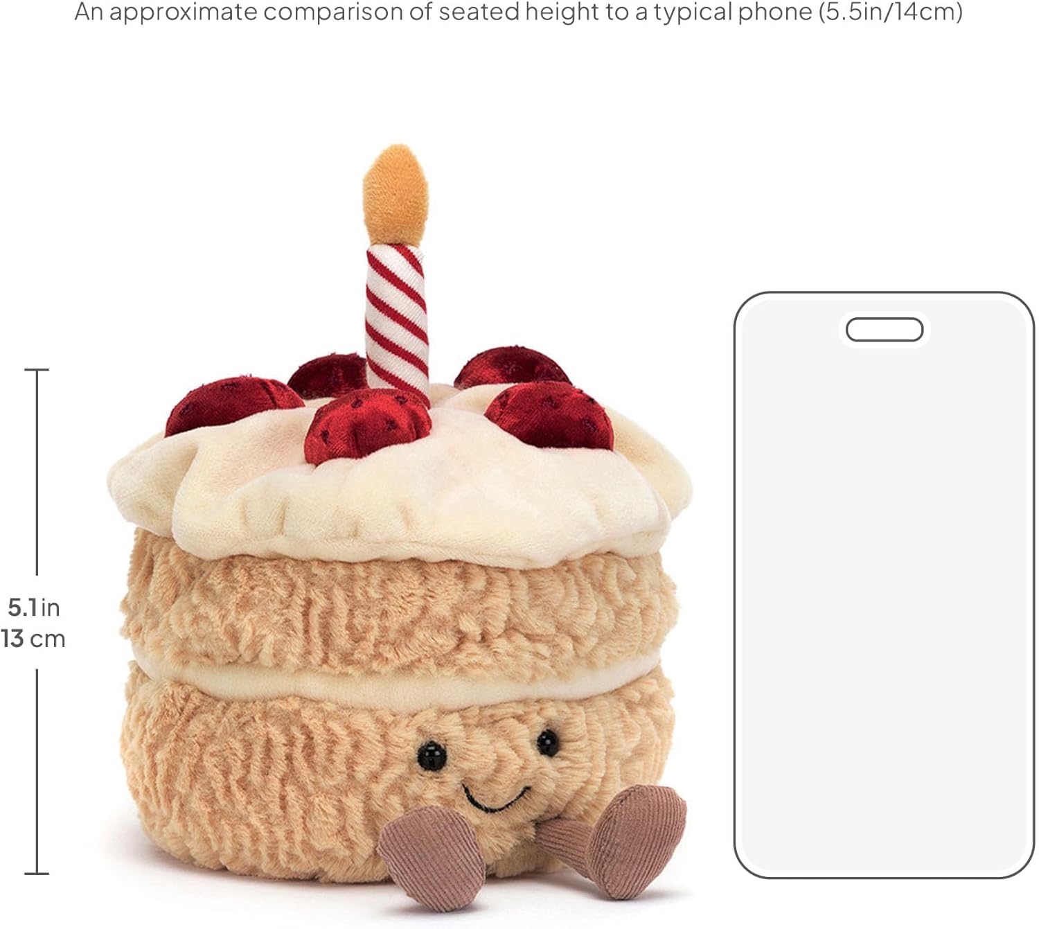 Jellycat Amuseables Birthday Cake Stuffed Toy, 6 inches | Dessert Plush | Birthday Gift