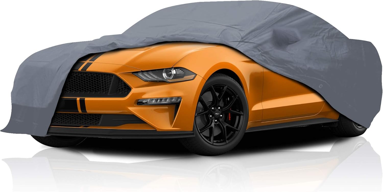4 Layer Custom Fit Car Cover for 1994-2004 Ford Mustang Durable Dustproof Full Coverage Windproof with Mirror Pockets
