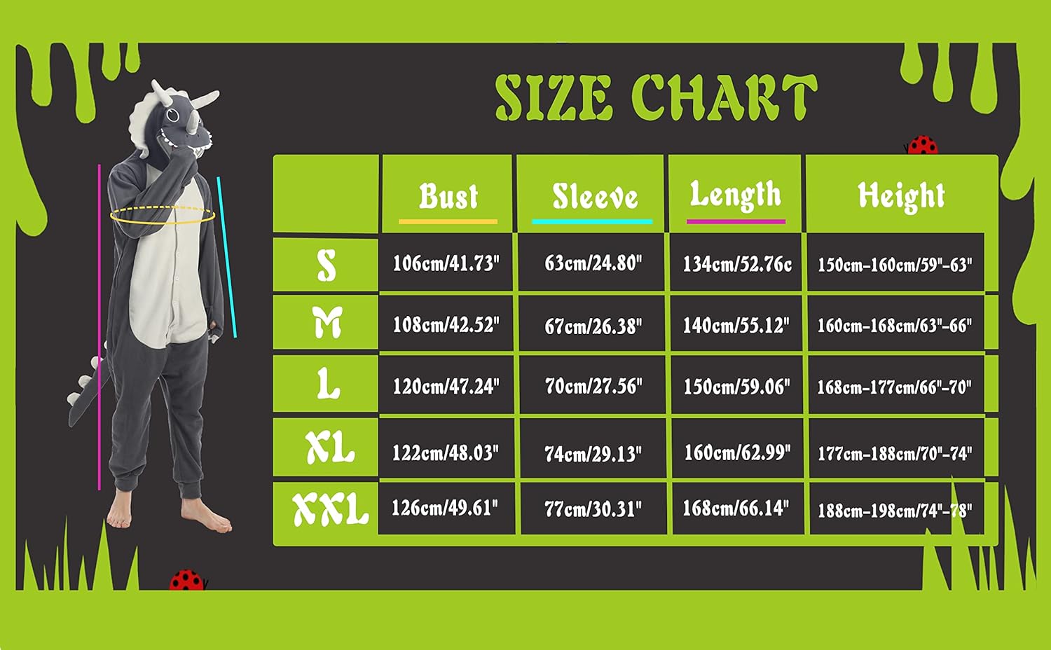 dressfan Animal Triceratops Dragon Onesie Costume Dinosaur Christmas Halloween Cosplay Costume Pajamas Unisex Adults Teens - Image 6