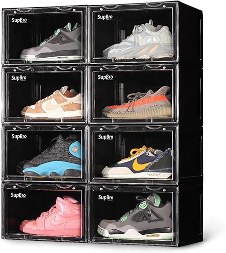 Miniatura 2 de SupBro Caja de colección  Caja de almacenamiento de fácil acceso  Almacenamiento plegable de plástico apilable para zapatos deportivos con logotipo