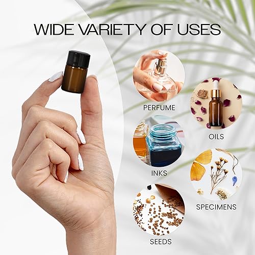 Miniatura 6 de Beauticom Vial de vidrio ámbar de 01fl oz 144 piezas para aceites esenciales aromaterapia fragancia sueros Spritzes con reductor de orificios y tapa