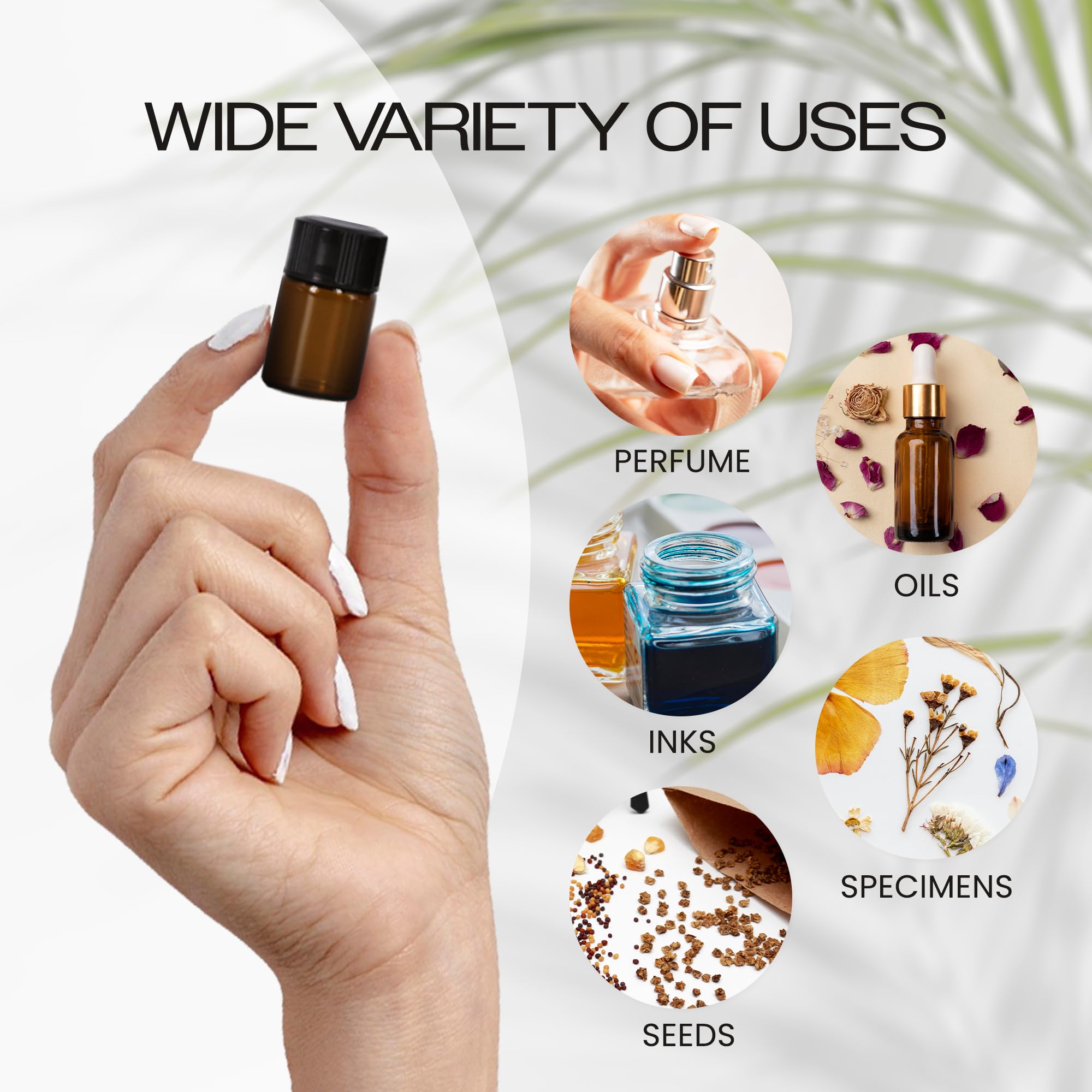 beauticom US 5/8 DRAM (2 ml) Fiolka ze szkła bursztynowego do chemii laboratoryjnej, odczynników, serum, olejów i innych płynów z reduktorem otworów i zakraplaczem Top - Opakowanie 144 szt