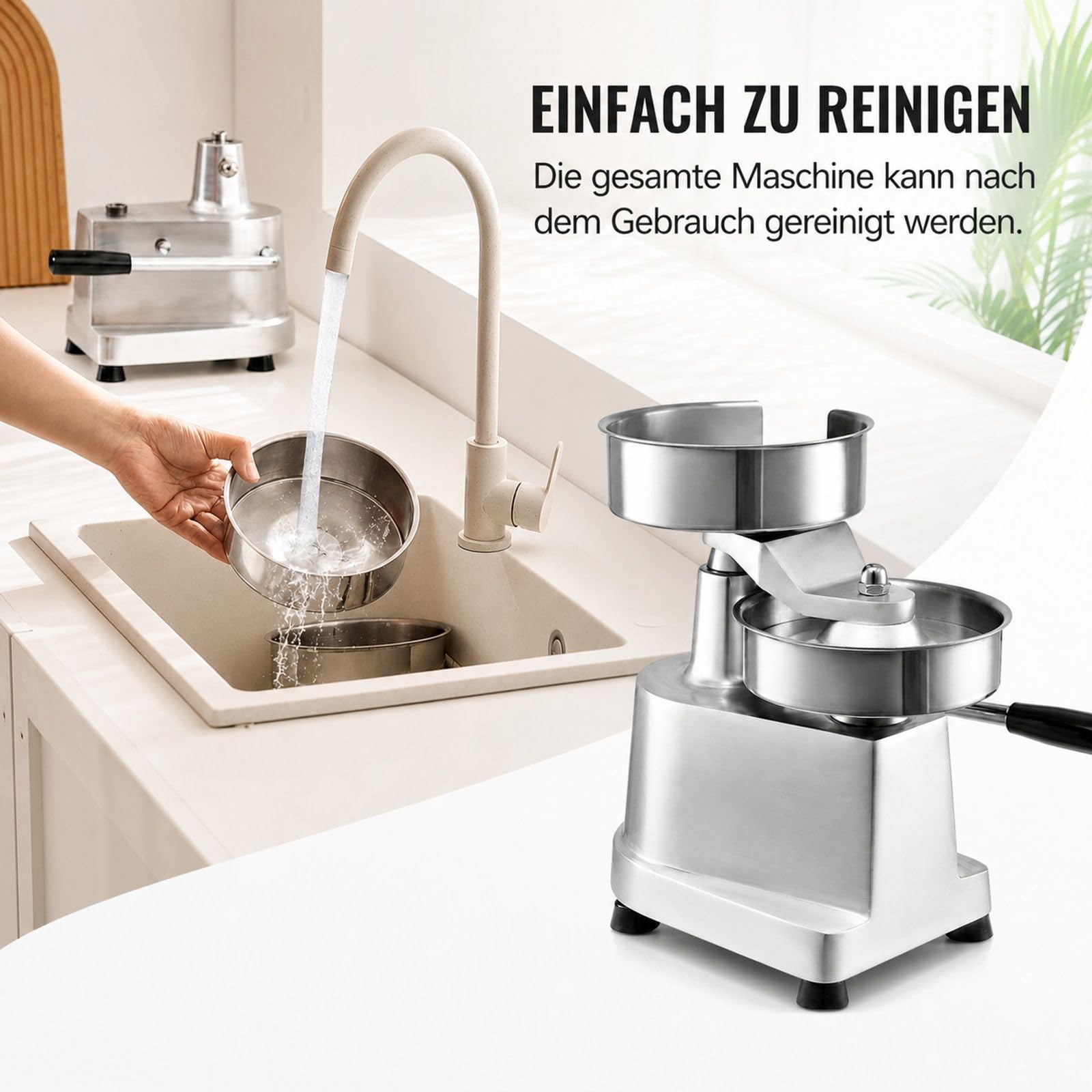 Manuelle Burgerpresse aus Edelstahl mit Griff, Patty-Papier und Handschuhen für Küche, Grillen und Picknick