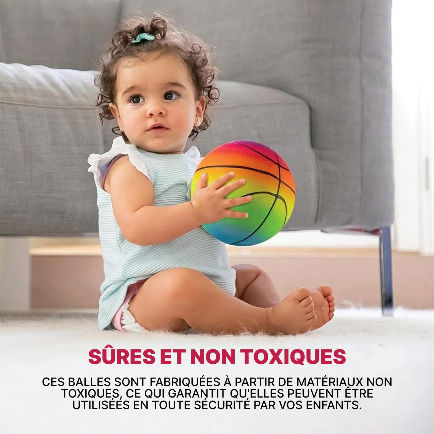 Mini Ballons de Sport Arc-en-ciel - 12,7 cm (Lot 4) Ballons Enfants Vinyle avec Pompe Air Manuelle, Mini Ballon Basket Fluo, Ballon de Foot et Volley-ball, Terrain Jeux, Intérieur et Extérieur