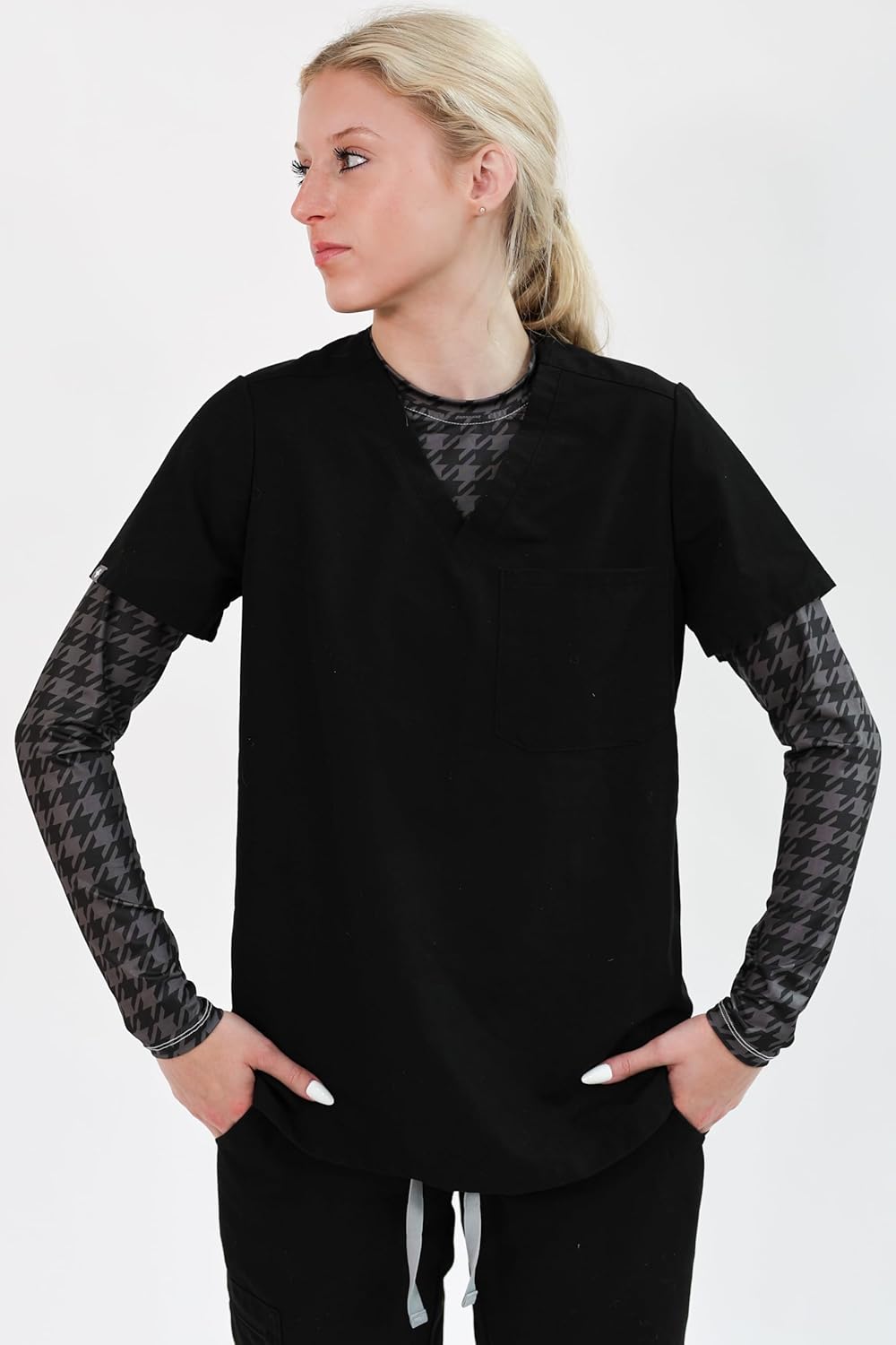 Women’s Athletic Underscrub Top – Long Sleeve, Base Layer, Multicolor Designs, Breathable, Stretch Fabric.