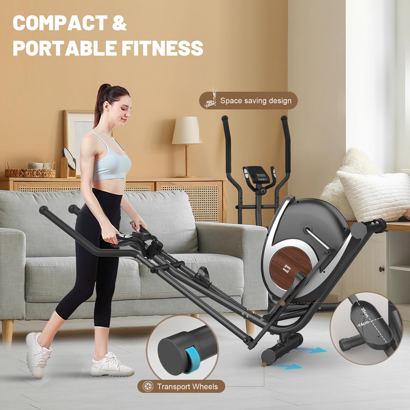 Ellittiche Da Casa, Macchina Ellittica Magnetica con APP Bluetooth Intelligente, 16 Livelli di Resistenza, Monitor LCD, Portabottiglie, Stepper Ellittico Per l'esercizio di Fitness Domestico