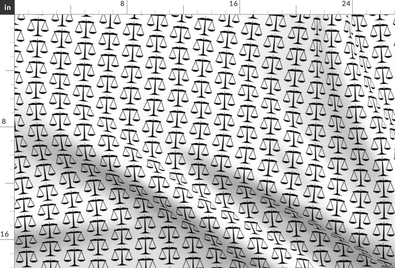 Spoonflower Fabric - Black Scales Justice White Law Courts Judge Printed on Upholstery Velvet Fabric Fat Quarter - Upholstery Home Decor Bottomweight Apparel