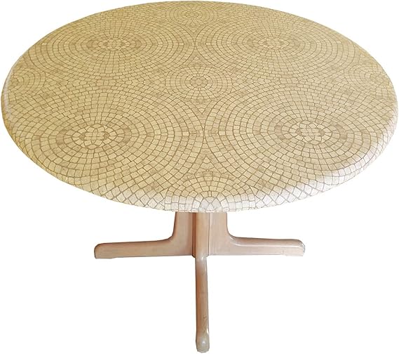 Fitted Vinyl Tablecloth Fits 44 to 48 in. Tables (Mosaic