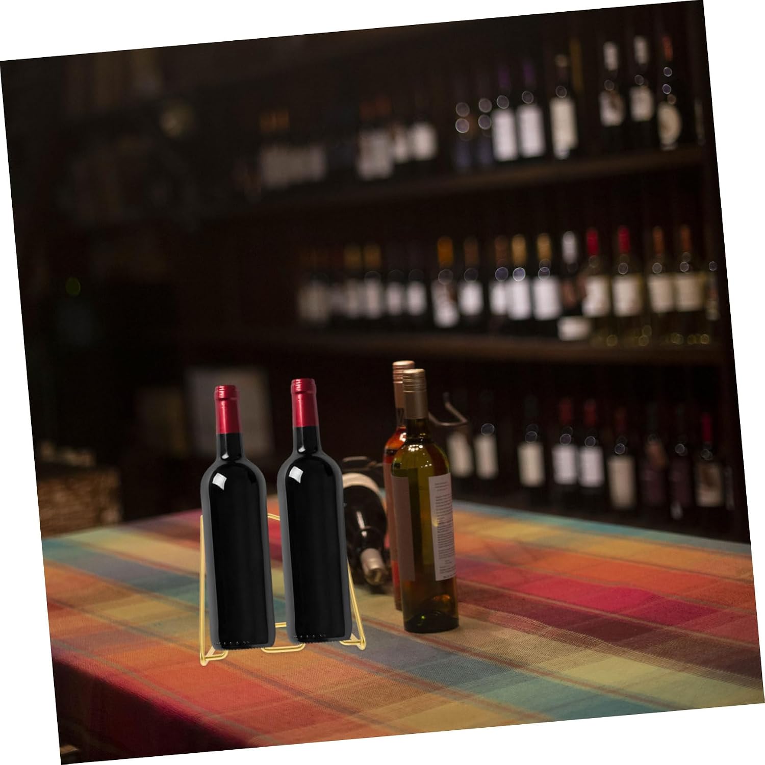 CHILDWEET Metal Wine Bottle Display Rack, Slanted Iron Holder for Cabinet