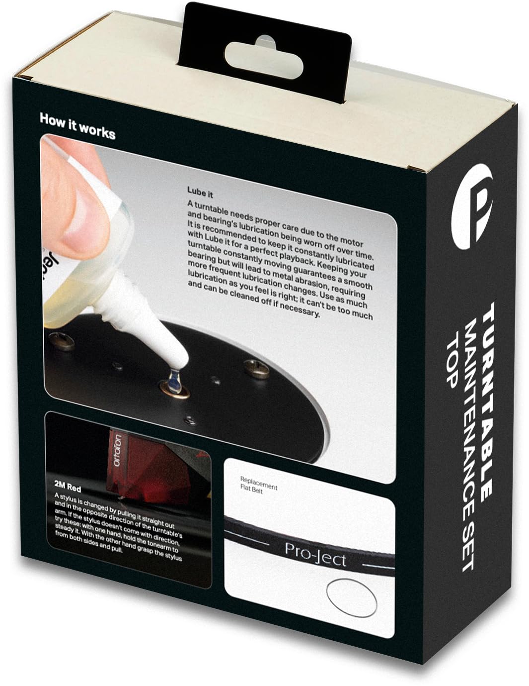 Pro-Ject Maintenance Kit TOP - Kit di manutenzione per giradischi DEBUT Carbon e EVO - Olio lubrificante, cinghia di trasmissione, puntale Ortofon 2M Red Pickup - Manutenzione senza problemi