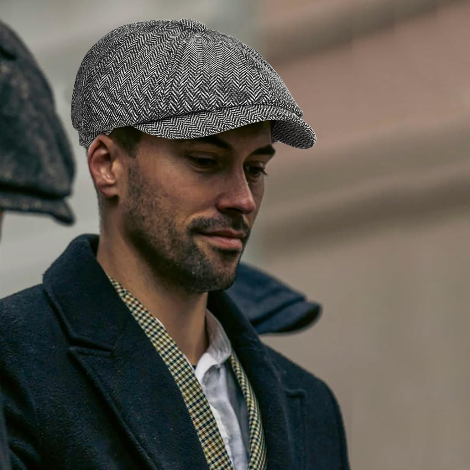 Newsboy Cap for Men Cotton 8 Panel Men's Flat Cap Herringbone Tweed CabbieHat - Image 5