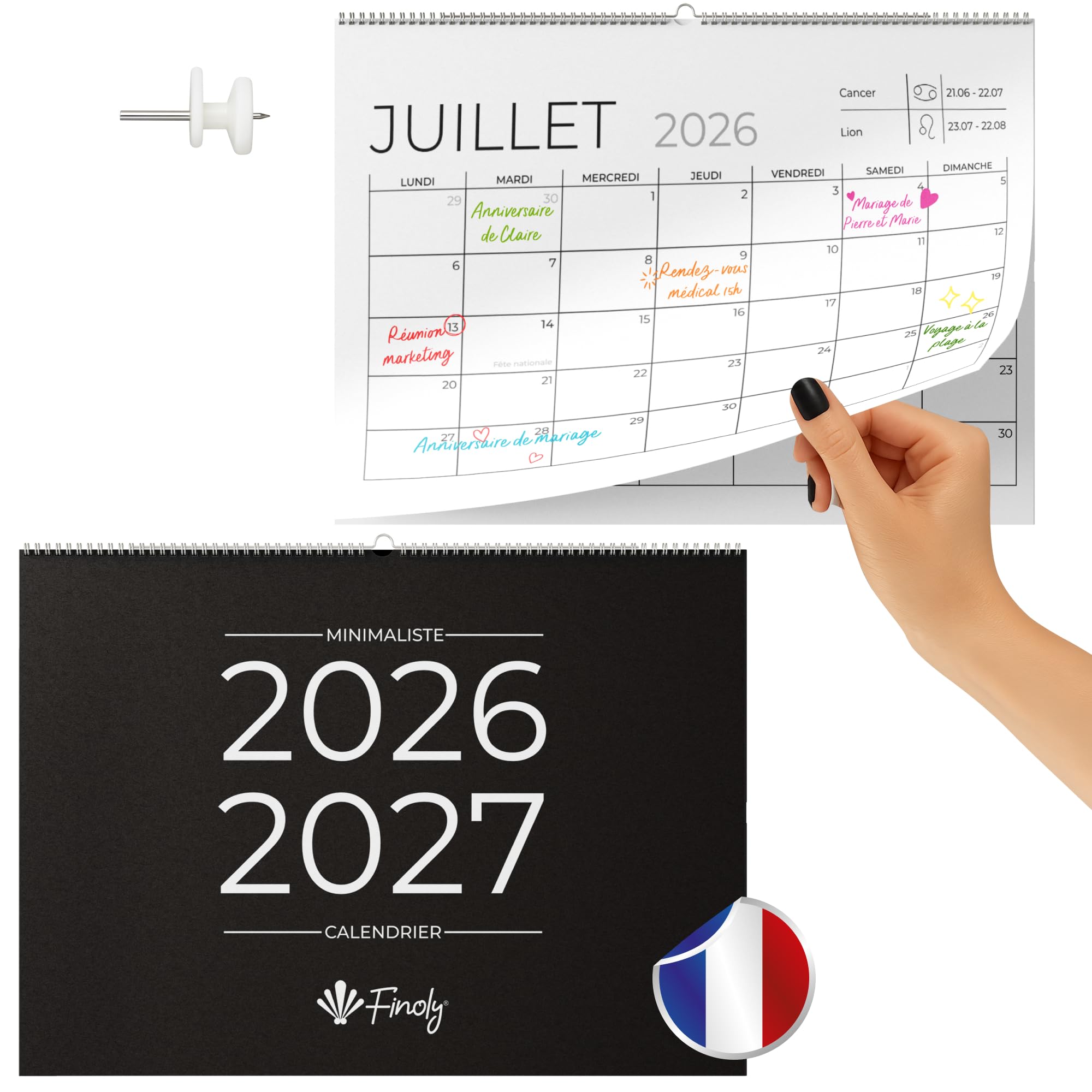 finoly calendrier mural 18 mois
