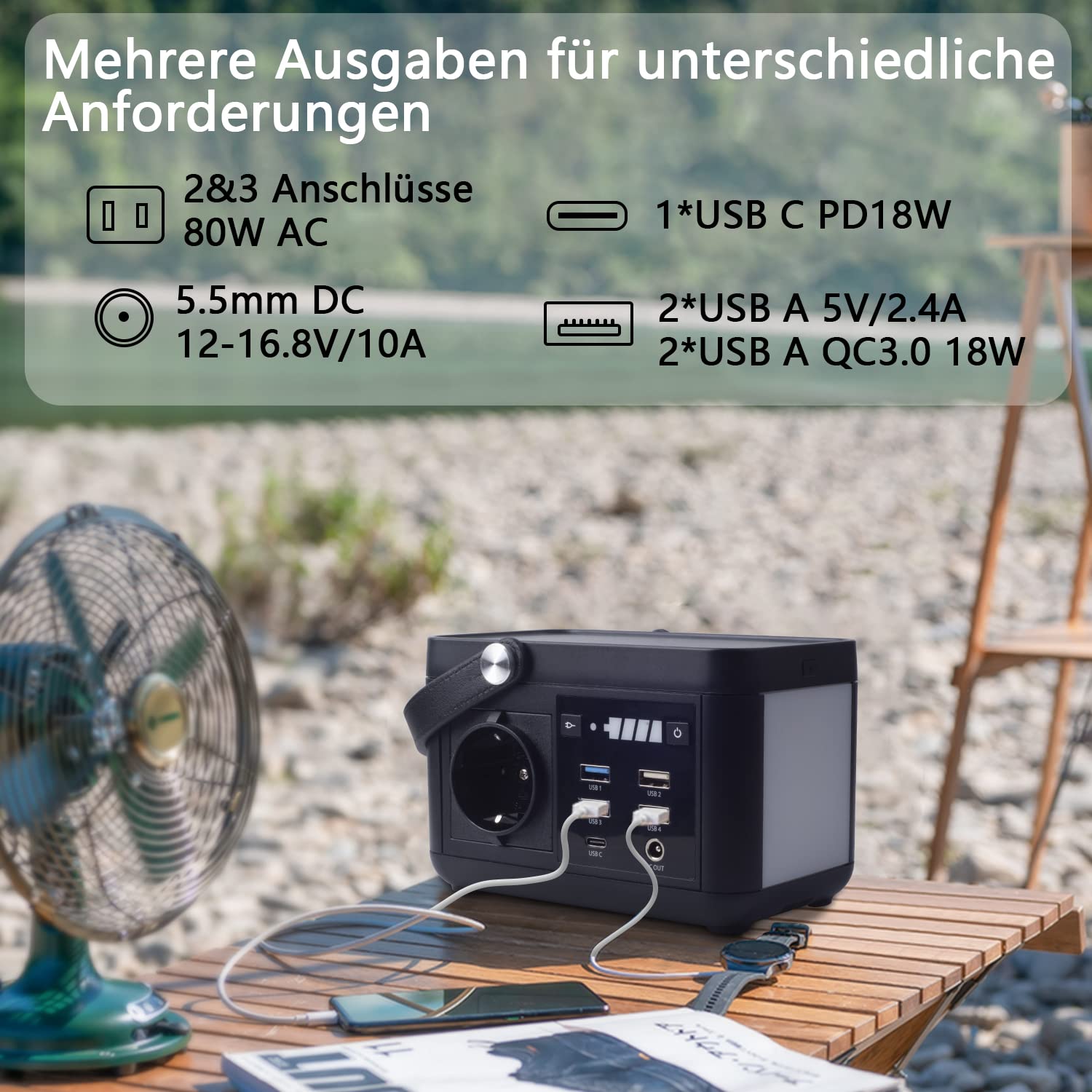 SBAOH Tragbare Powerstation 88.8Wh Tragbares Netzteil 24000 mAh / 3.7 V Lithiumbatterie,Stromversorgung, Solargeneratoren für Camping, Autofahrten, Notstrom