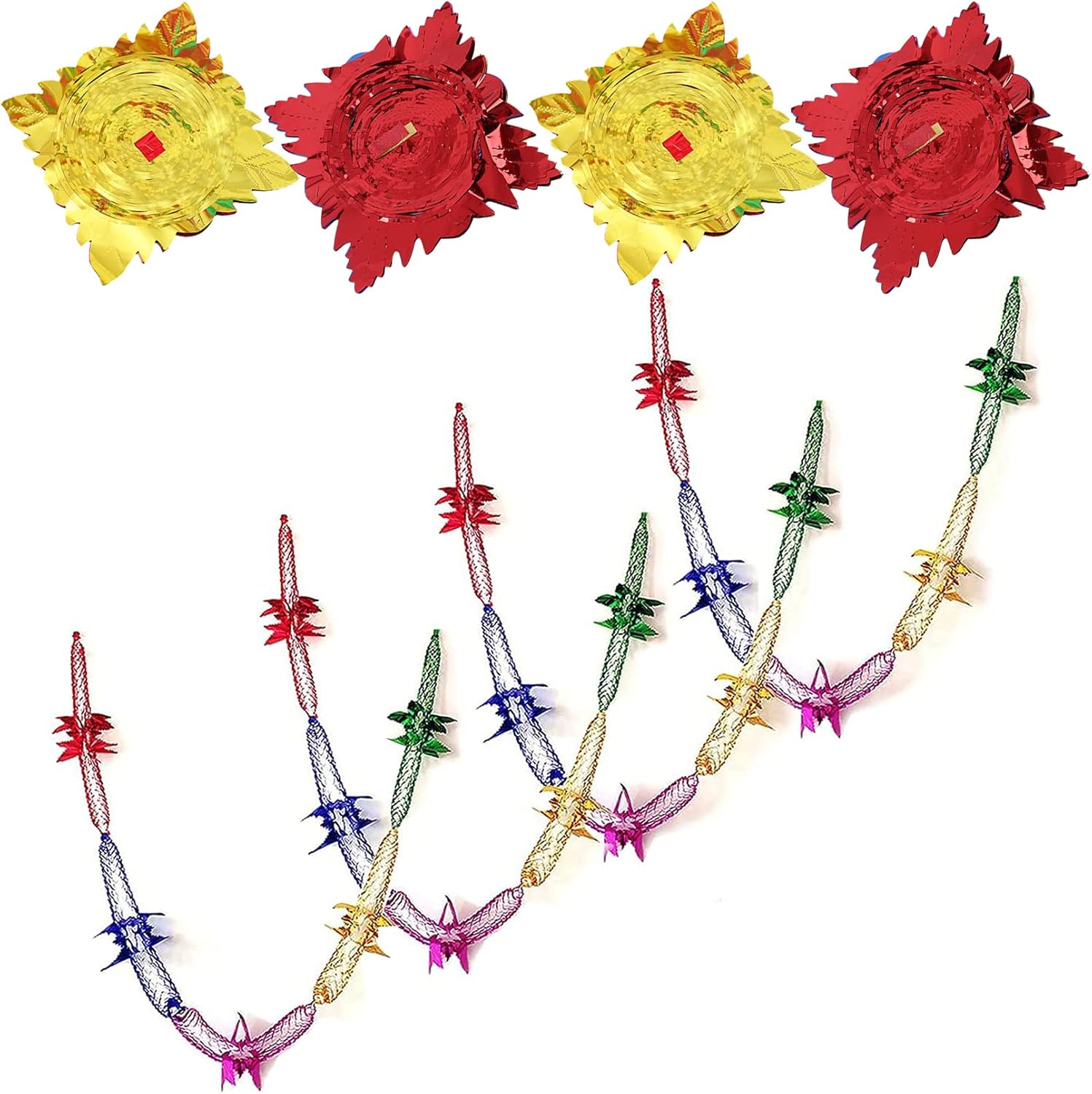 4 PCS Christmas Hanging Decorations, Christmas Foil Garlands, Christmas Ceiling Garlands 9Ft Red