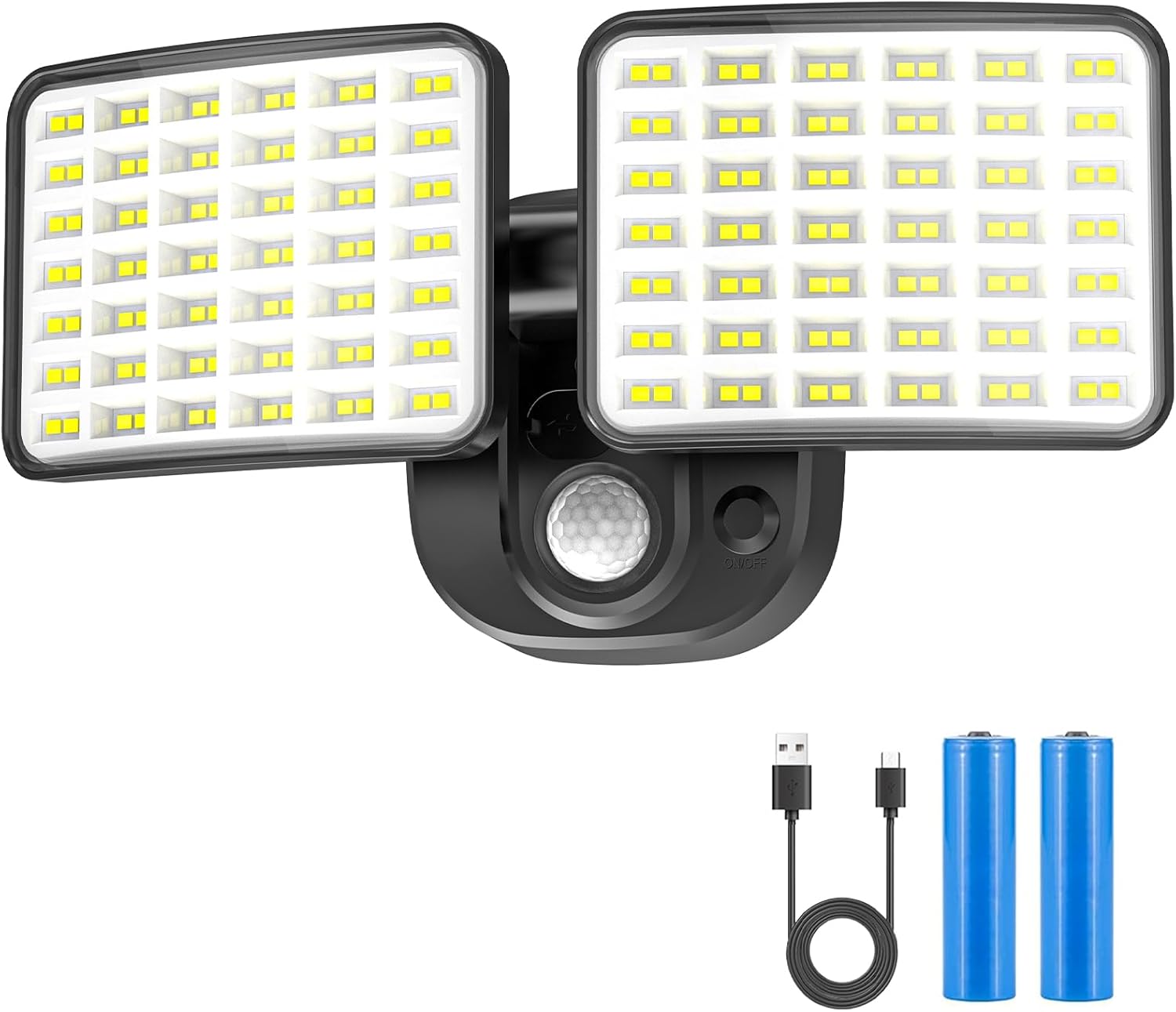 Battery Operated Outside Mild, Rechargeable 2500LM & 4000LM Twin Modes Movement Sensor Outside Mild, USB Charging Wi-fi Flood Mild, Waterproof LED Safety Lights for Storage,Yard,Shed,Porch