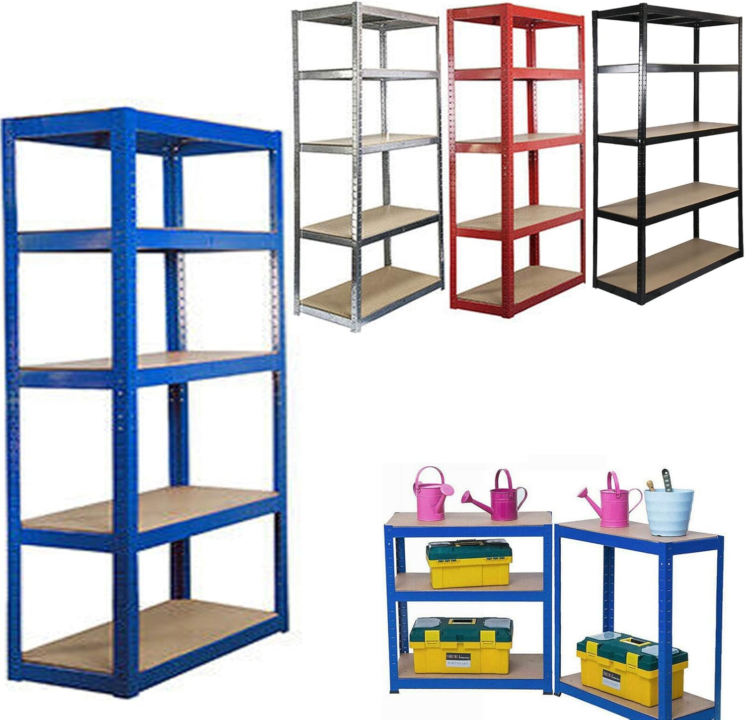 BRIEFNESS 5 Tier Heavy Duty Metal Garage Shelving Units Storage Shelves, Galvanised 5 Tier
