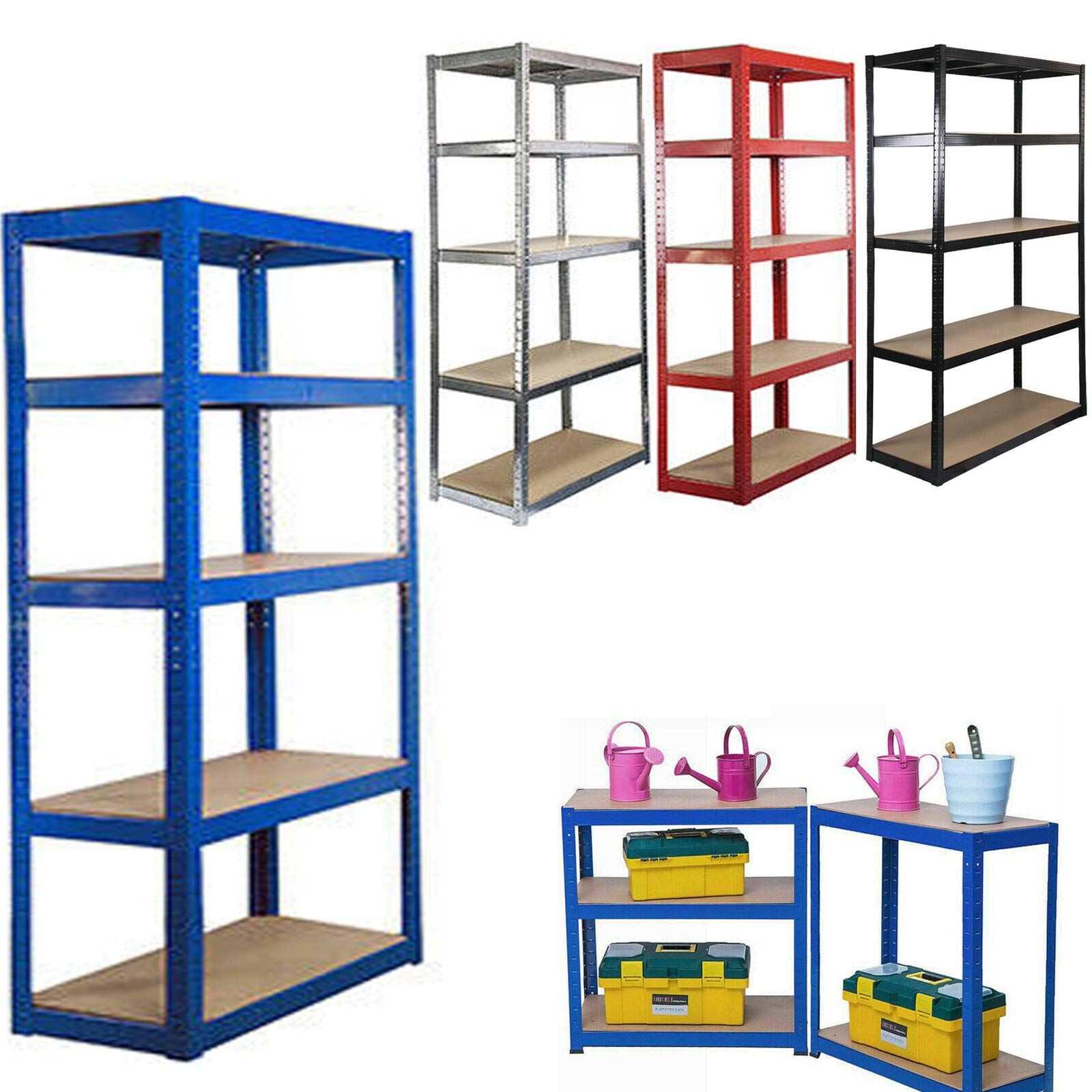 BRIEFNESS5 Tier Heavy Duty Metal Garage Shelving Units Storage Shelves, Galvanised 5 Tier (175KG Per Shelf), 875KG Capacity Extra Deep Garage Shed Storage Shelving Unit,180x90x40cm, 5 Year Warranty