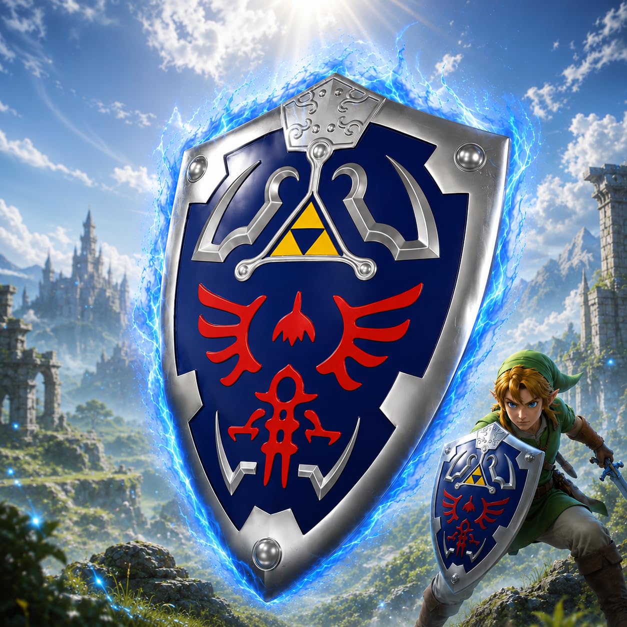 Swords and more Zelda Hylian - Cartello replica 64 cm - Zelda Hylia Shield decorazione da parete in resina - gioco da collezione Cosplay cartello per fan collezione e decorazione camera