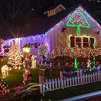 Vista 2 de Albelt - Paquete de 2 tiras de luces solares LED de 85 pies, 480 luces LED para exteriores, cable verde impermeable, 8 modos de iluminación, luces