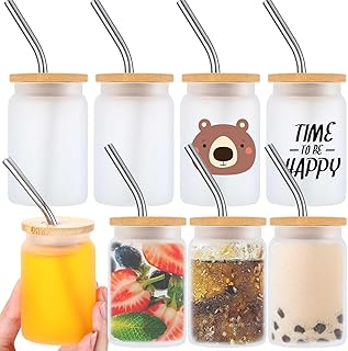Nuogo 8 Pcs 3 oz Mini Tumbler Shot Glass with Straw and Lid Sublimation Tumblers Mini Glass Cups for Wedding Birthday Party Baby Shower Graduation(Frosted)