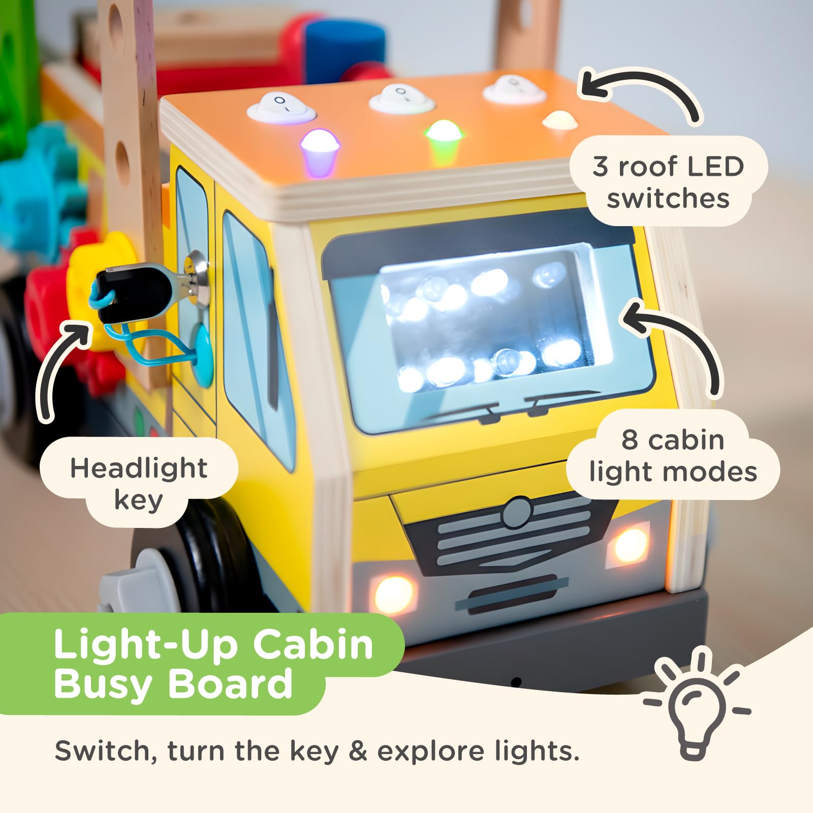 Nene Toys Montessori Busy Board drewniana ciężarówka dla dzieci w wieku od